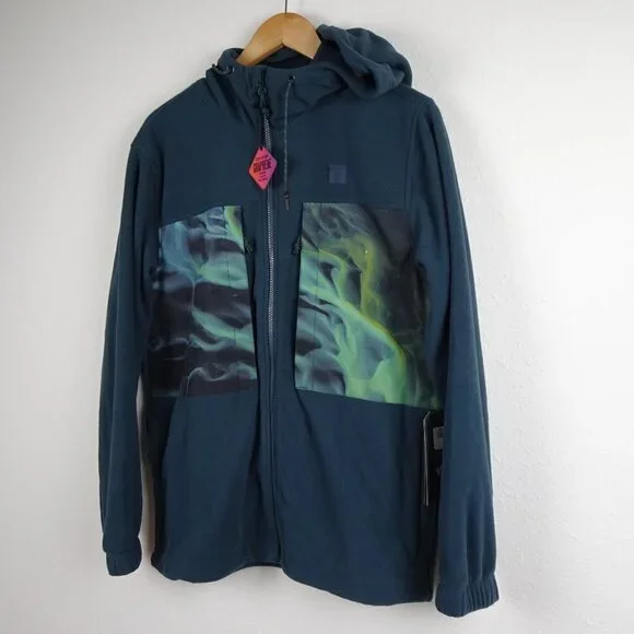 Billabong A/Div Canyon Graphene Hooded Jacket Fleece Mens Small Blue Green